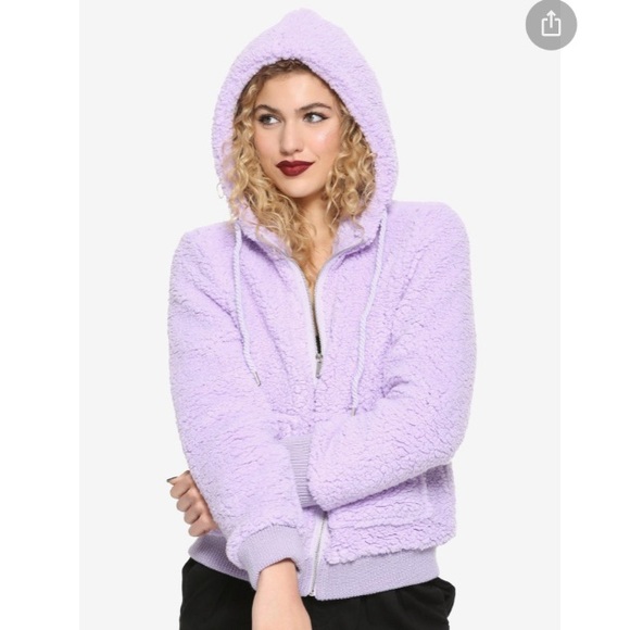 Hot Topic Jackets & Blazers - 2/20$ Lavender Fuzzy Teddy Zip Up with Hood